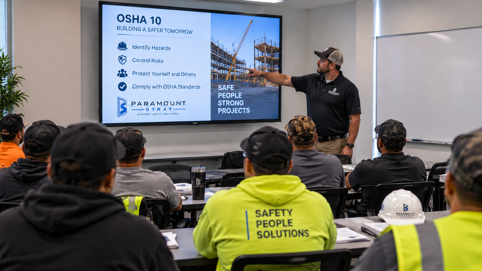 OSHA 10 safety instruction covering jobsite hazard identification and compliance standards