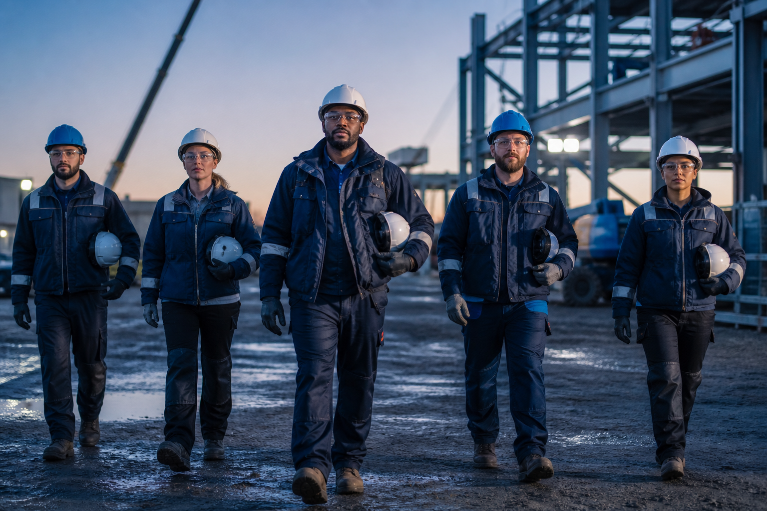 Safety and construction professionals prepared for a jobsite shift